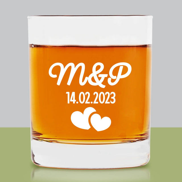 Monogram: Inicjały Serca - Szklanka Do Whisky