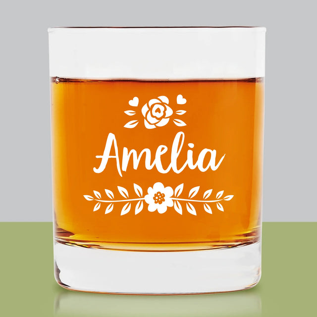 Monogram: Imię Kwiatek - Szklanka Do Whisky