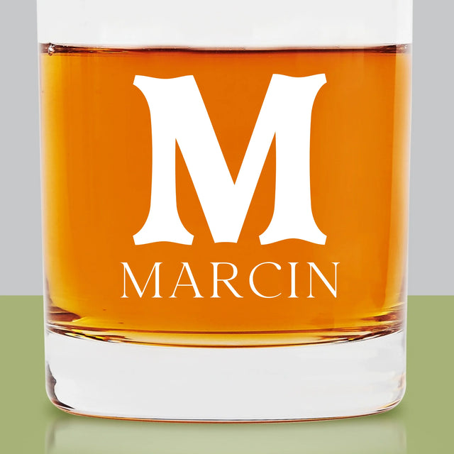 Monogram: Inicjał Imię Retro - Szklanka Do Whisky