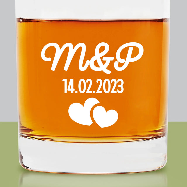 Monogram: Inicjały Serca - Szklanka Do Whisky