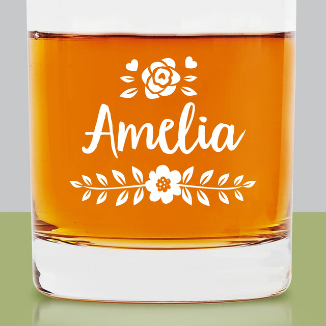 Monogram: Imię Kwiatek - Szklanka Do Whisky