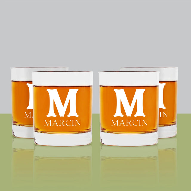 Monogram: Inicjał Imię Retro - Szklanka Do Whisky