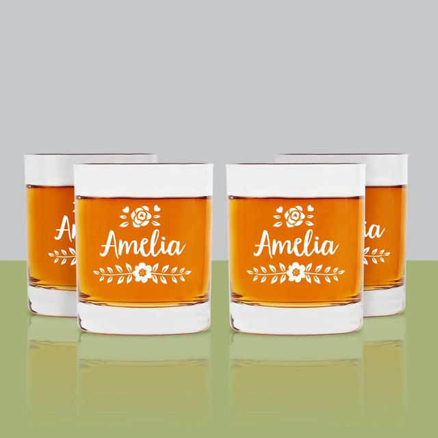 Monogram: Imię Kwiatek - Szklanka Do Whisky