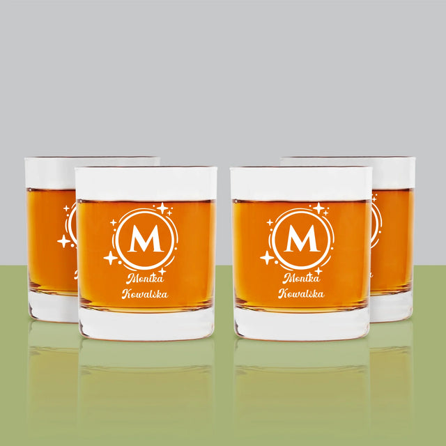 Monogram: Imię Nazwisko Monogram - Szklanka Do Whisky