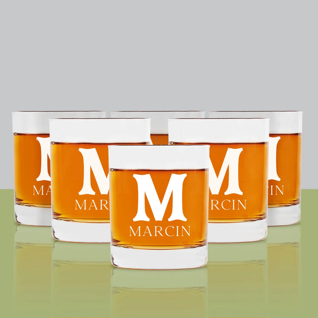 Monogram: Inicjał Imię Retro - Szklanka Do Whisky