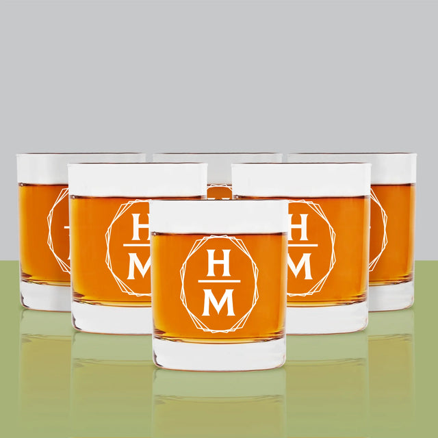 Monogram: Inicjały w Ramce - Szklanka Do Whisky