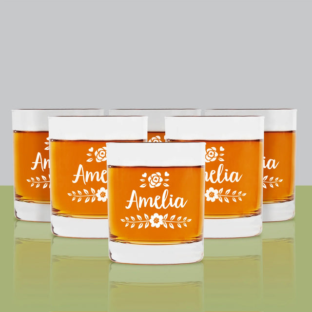 Monogram: Imię Kwiatek - Szklanka Do Whisky