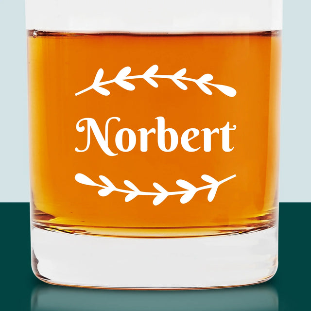 Monogram: Imię Listki - Szklanka Do Whisky