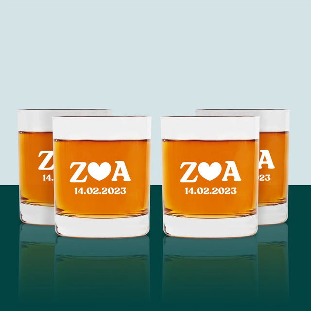 Monogram: Miłosne Inicjały z Datą - Szklanka Do Whisky