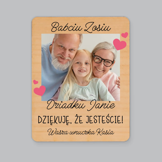 Zdjęcie i Podpis: Podziękowania Dla Dziadków - Magnes Drewniany