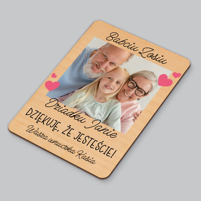 Zdjęcie i Podpis: Podziękowania Dla Dziadków - Magnes Drewniany