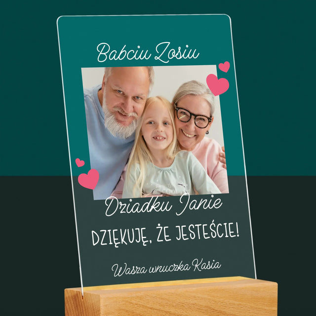 Zdjęcie i Podpis: Podziękowania Dla Dziadków - Wydruk Na Szkle Akrylowym