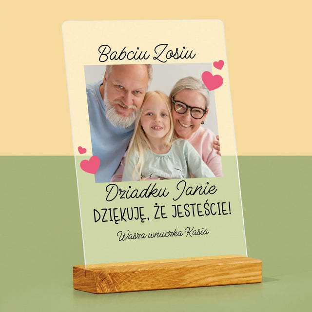Zdjęcie i Podpis: Podziękowania Dla Dziadków - Wydruk Na Szkle Akrylowym