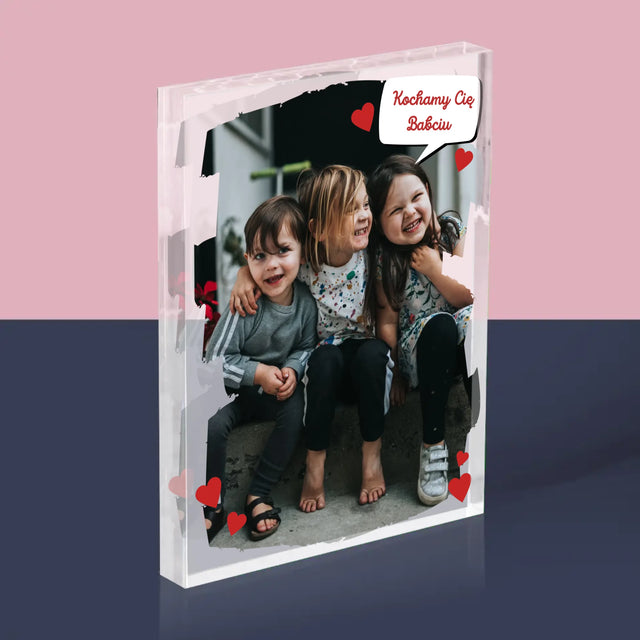 Zdjęcie i Podpis: Dla Kochanej Babci - Blok Akrylowy z Nadrukiem