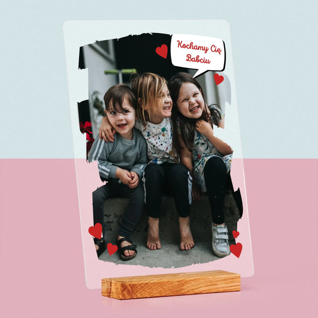 Zdjęcie i Podpis: Dla Kochanej Babci - Wydruk Na Szkle Akrylowym