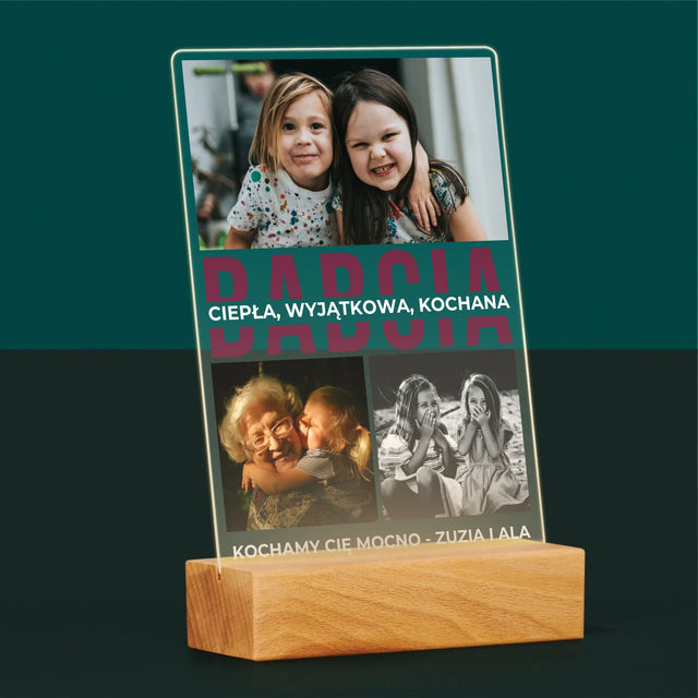 Fotokolaż: Babcia Cechy Charakteru - Wydruk Na Szkle Akrylowym