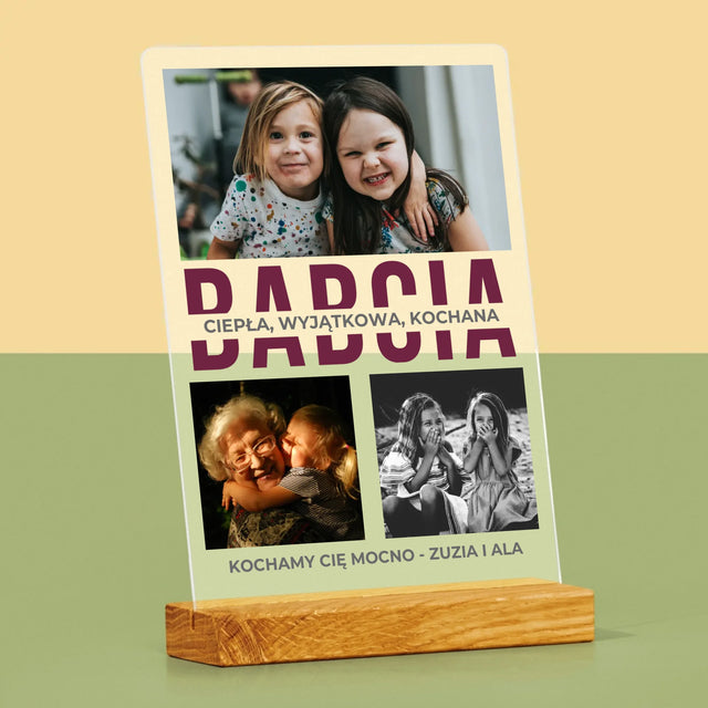 Fotokolaż: Babcia Cechy Charakteru - Wydruk Na Szkle Akrylowym