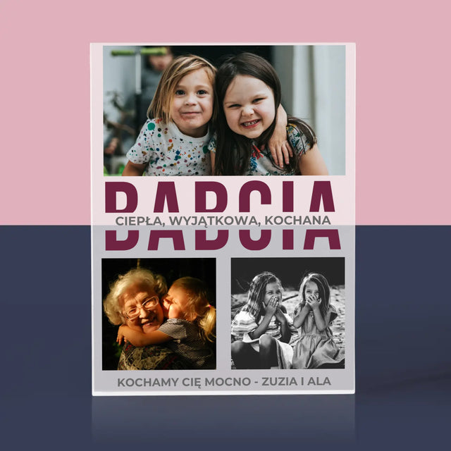 Fotokolaż: Babcia Cechy Charakteru - Blok Akrylowy z Nadrukiem
