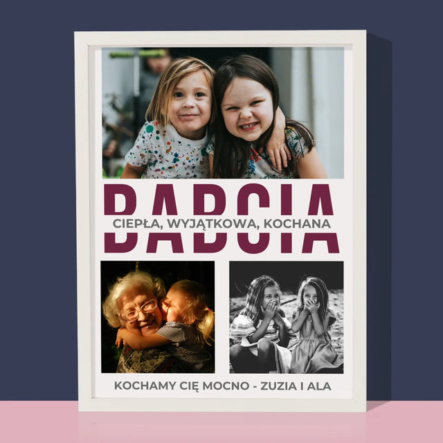 Fotokolaż: Babcia Cechy Charakteru - Wydruk Obramowany