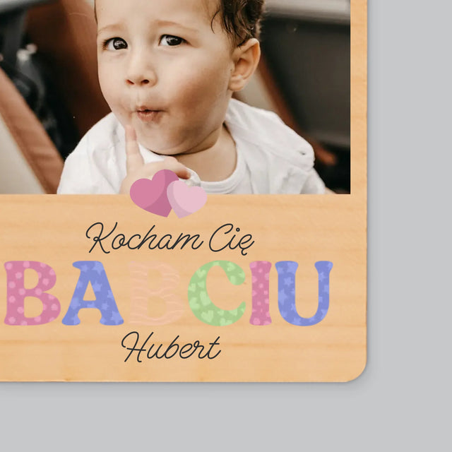 Fotokolaż: Kocham Cię Babciu - Magnes Drewniany