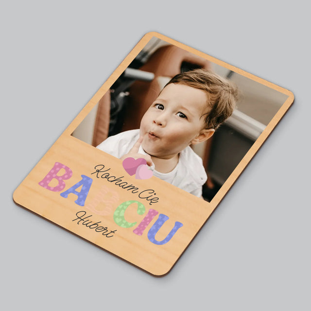 Fotokolaż: Kocham Cię Babciu - Magnes Drewniany