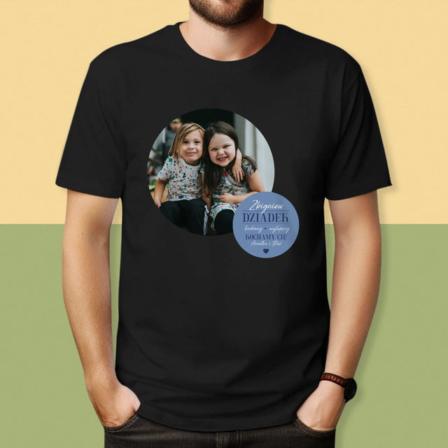 Fotokolaż: Kochany Dziadek - Koszulka Męska z Nadrukiem