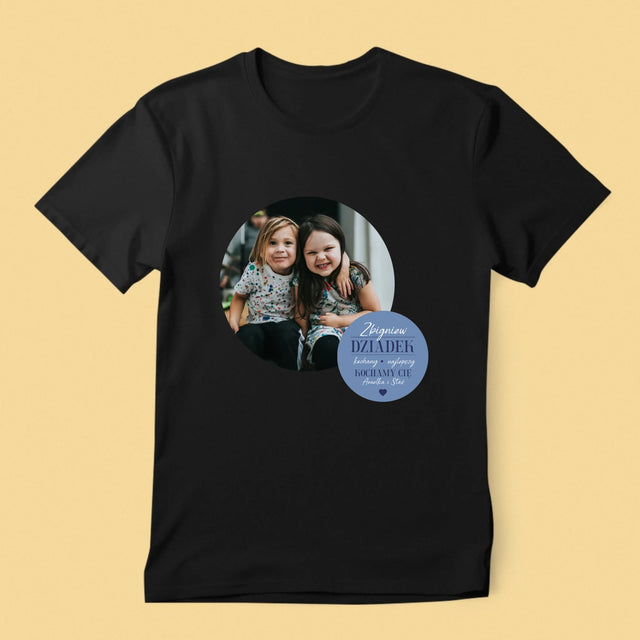 Fotokolaż: Kochany Dziadek - Koszulka Męska z Nadrukiem