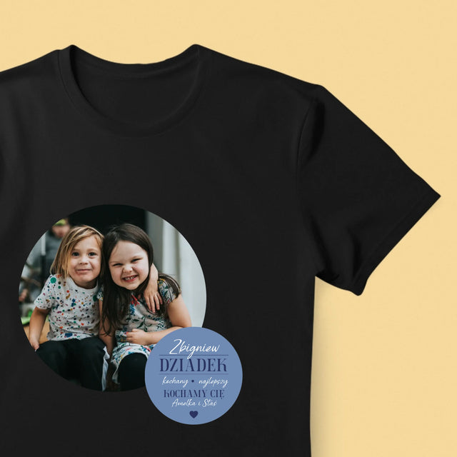 Fotokolaż: Kochany Dziadek - Koszulka Męska z Nadrukiem