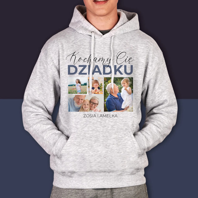 Fotokolaż: Kochamy Cię Dziadku - Bluza Męska z Kapturem