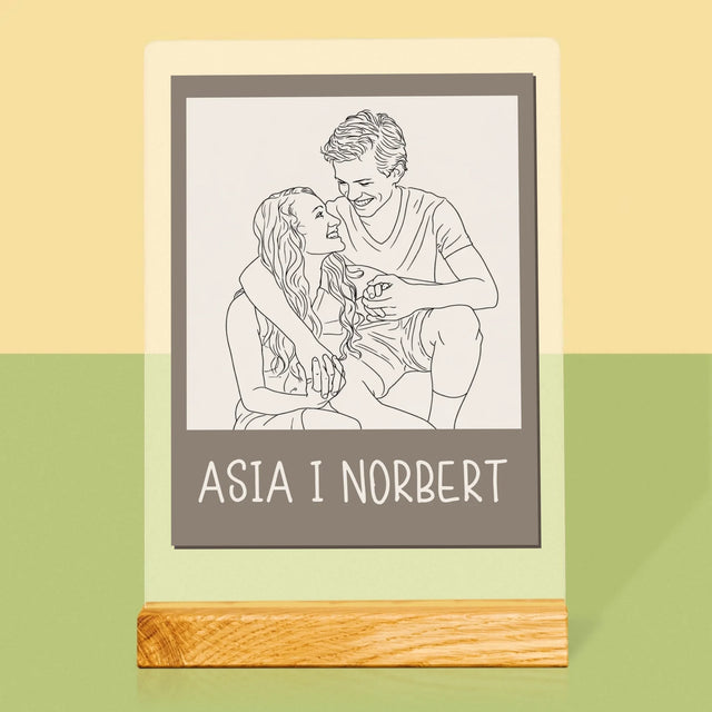 Zdjęcie i Podpis: Lineart Polaroid - Wydruk Na Szkle Akrylowym