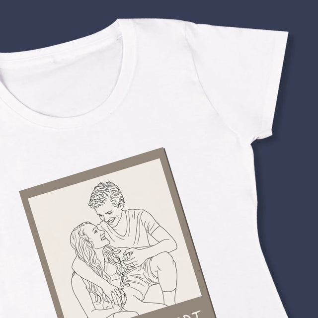 Zdjęcie i Podpis: Lineart Polaroid - Koszulka Damska z Nadrukiem
