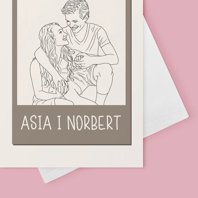 Zdjęcie i Podpis: Lineart Polaroid - Kartka z Życzeniami