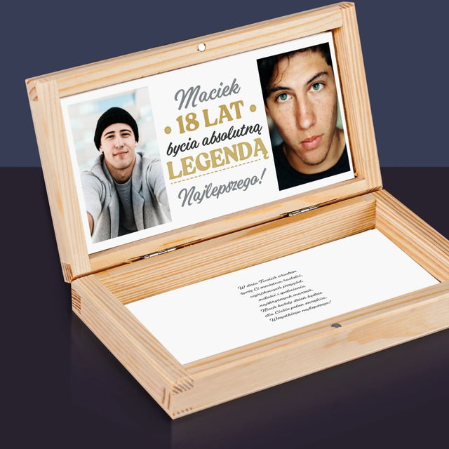 Fotokolaż: 18 Lat Bycia Legendą - Drewniane Pudełko Na Pieniądze