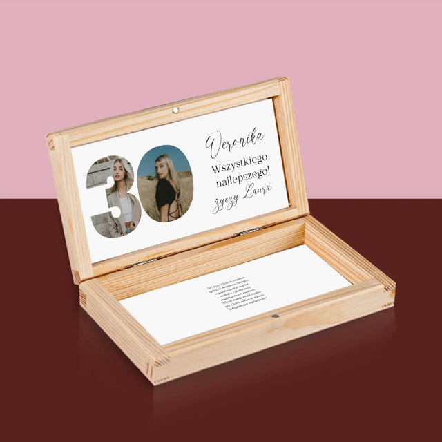 Słowo Ze Zdjęć: 30 Urodziny Podpis - Drewniane Pudełko Na Pieniądze