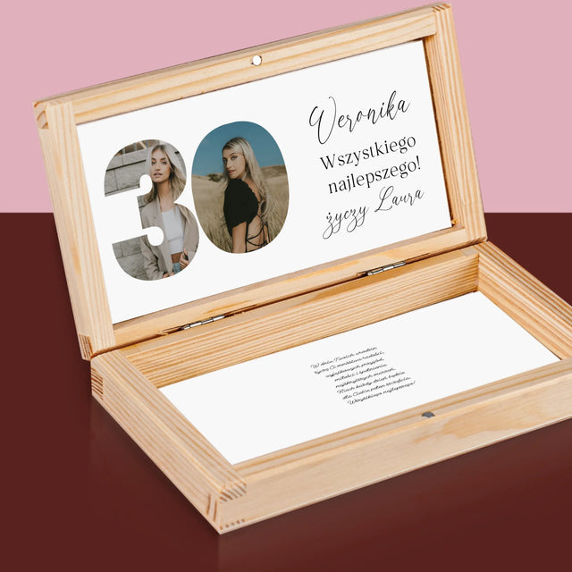 Słowo Ze Zdjęć: 30 Urodziny Podpis - Drewniane Pudełko Na Pieniądze