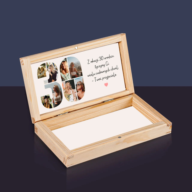 Fotokolaż: 30 Urodziny Życzenia - Drewniane Pudełko Na Pieniądze