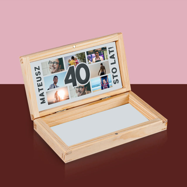 Fotokolaż: 40 Lat - Drewniane Pudełko Na Pieniądze