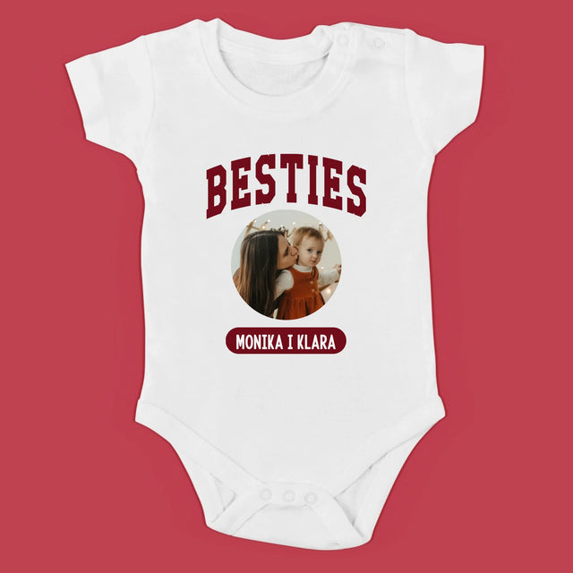 Zdjęcie i Podpis: Besties Mama i Córka - Zestaw Koszulka Damska i Body Niemowlęce