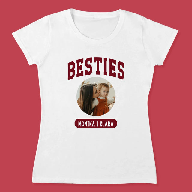 Zdjęcie i Podpis: Besties Mama i Córka - Zestaw Koszulka Damska i Body Niemowlęce