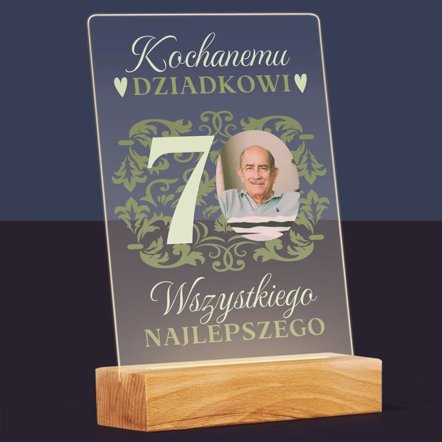 Zdjęcie I Podpis: Kochanemu Dziadkowi Wszystkiego Najlepszego - Wydruk Na Szkle Akrylowym
