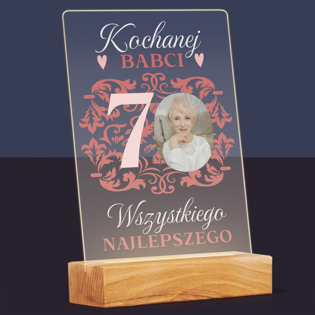 Zdjęcie I Podpis: Kochanej Babci Wszystkiego Najlepszego - Wydruk Na Szkle Akrylowym