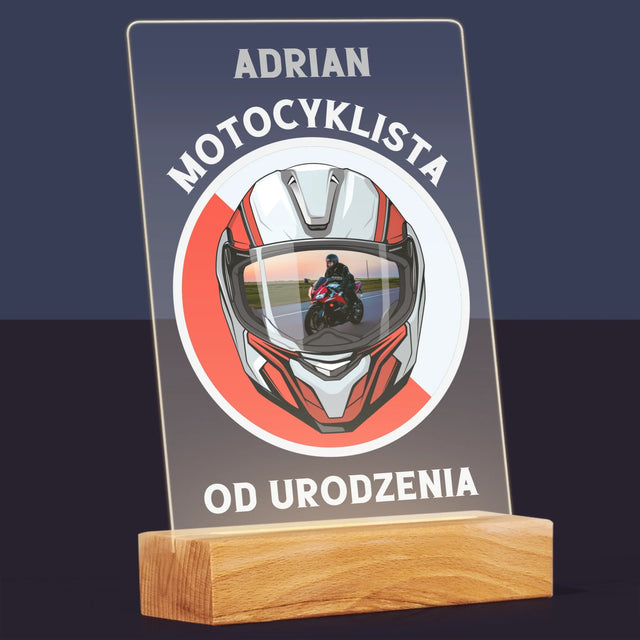 Zdjęcie I Podpis: Motocyklista Od Urodzenia - Wydruk Na Szkle Akrylowym