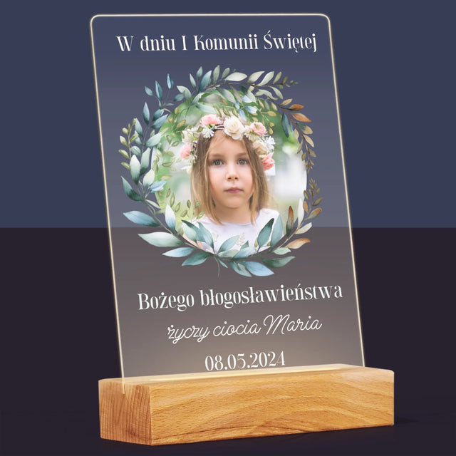 Zdjęcie i Podpis: W Dniu I Komunii Świętej - Wydruk Na Szkle Akrylowym