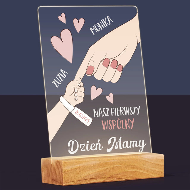 Imię i Podpis: Pierwszy Wspólny Dzień Mamy - Wydruk Na Szkle Akrylowym