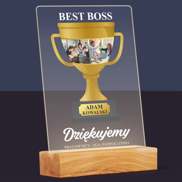 Fotokolaż: Best Boss Puchar - Wydruk Na Szkle Akrylowym