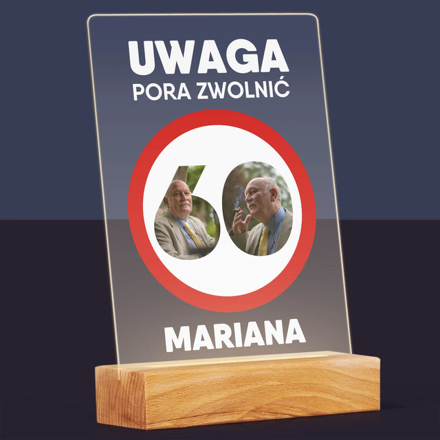 Słowo Ze Zdjęć: 60 Pora Zwolnić - Wydruk Na Szkle Akrylowym