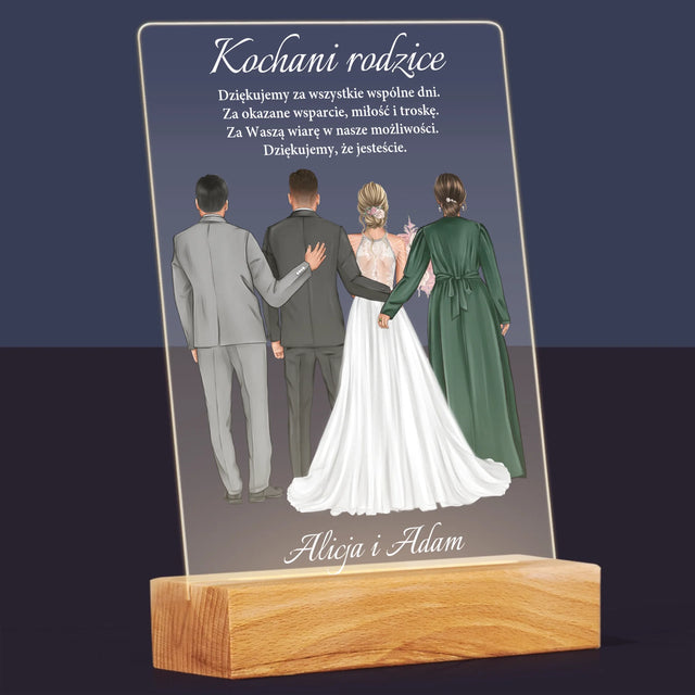 Kreator Postaci: Kochani Rodzice Dziękujemy - Wydruk Na Szkle Akrylowym