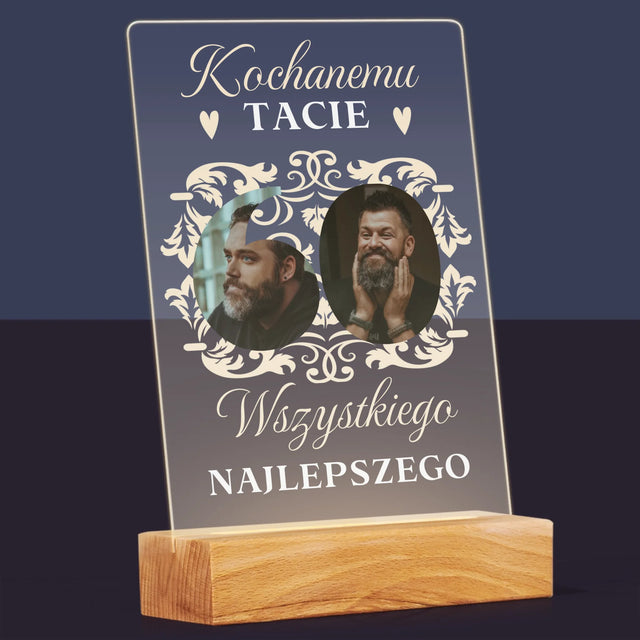 Słowo Ze Zdjęć: Kochanemu Tacie z Okazji 60 Urodzin - Wydruk Na Szkle Akrylowym