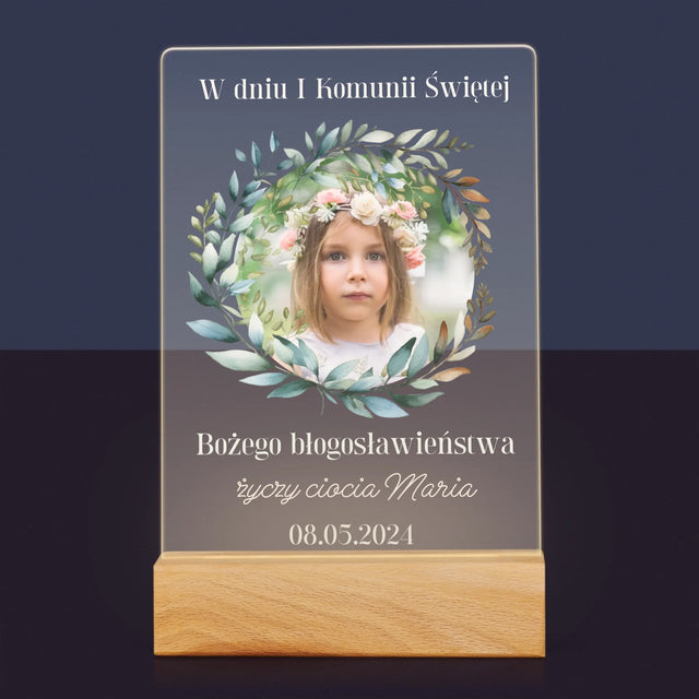 Zdjęcie i Podpis: W Dniu I Komunii Świętej - Wydruk Na Szkle Akrylowym