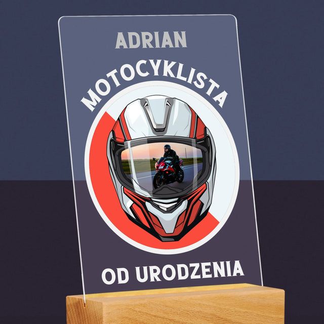 Zdjęcie I Podpis: Motocyklista Od Urodzenia - Wydruk Na Szkle Akrylowym
